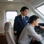 Instructeur guidant un stagiaire dans une cabine de train
