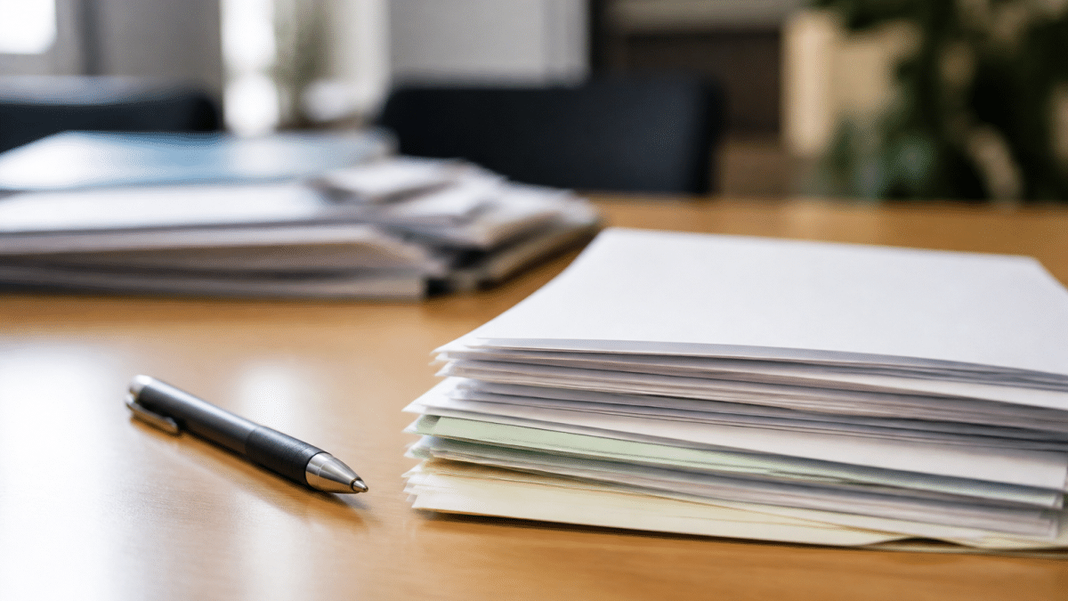 Documents officiels d'association sur bureau avec stylo