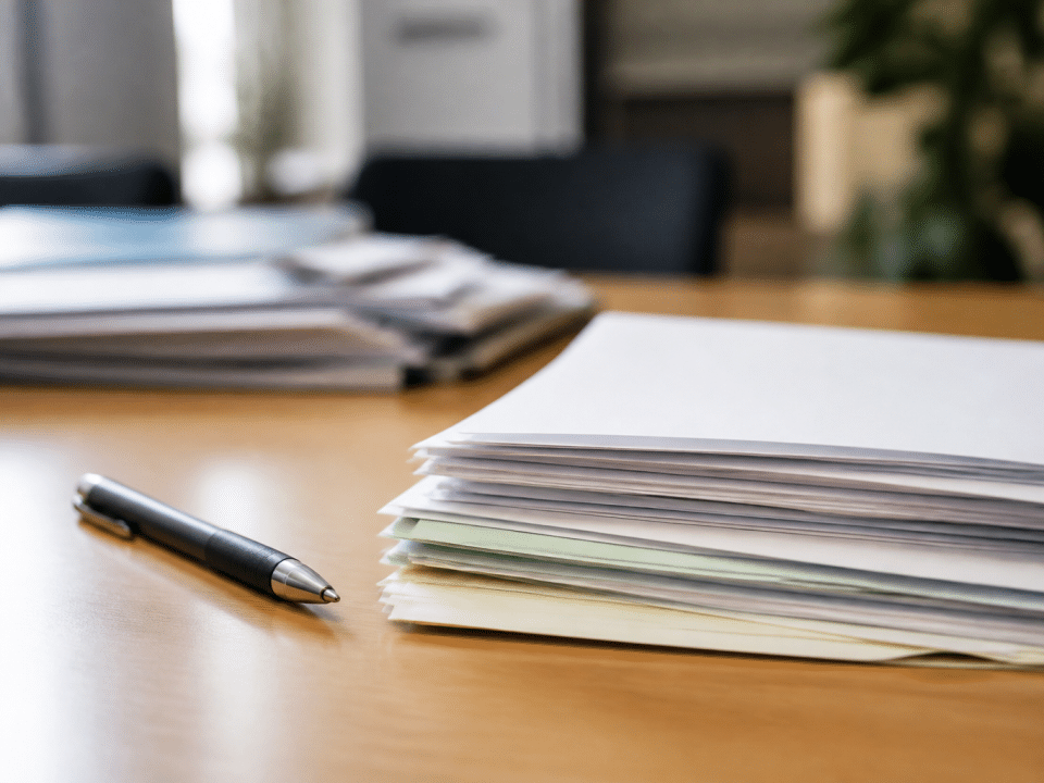 Documents officiels d'association sur bureau avec stylo