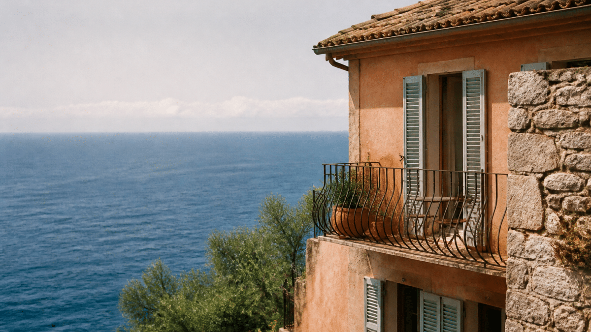 Maison méditerranéenne avec balcon face à la mer