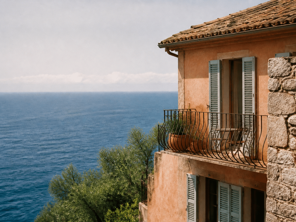 Maison méditerranéenne avec balcon face à la mer