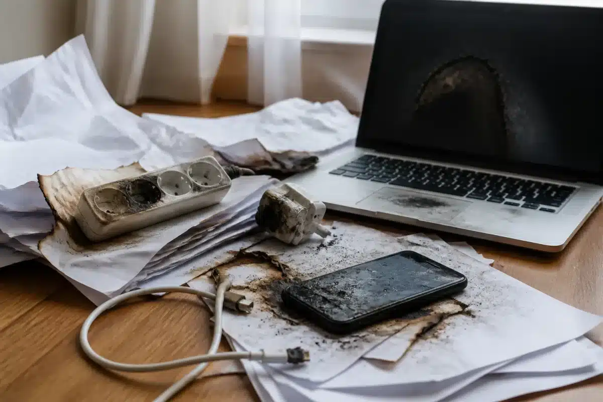 Factures et appareils electriques en panne sur bureau