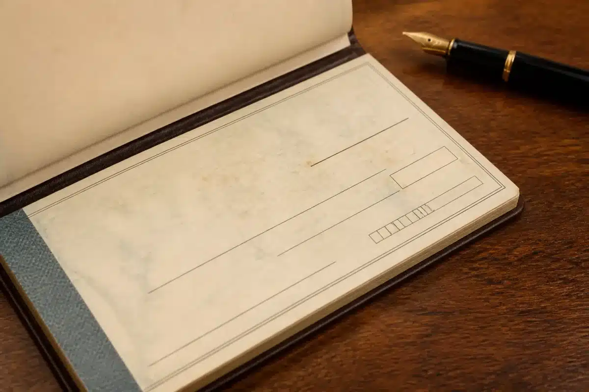 Cheque bancaire ancien avec date expiration visible