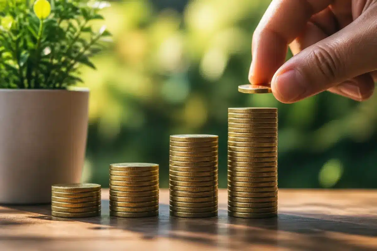 Graphique progression financiere quatre etapes ascendantes successives